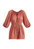 Paisie Balloon Sleeve Playsuit in Pink Cut Out